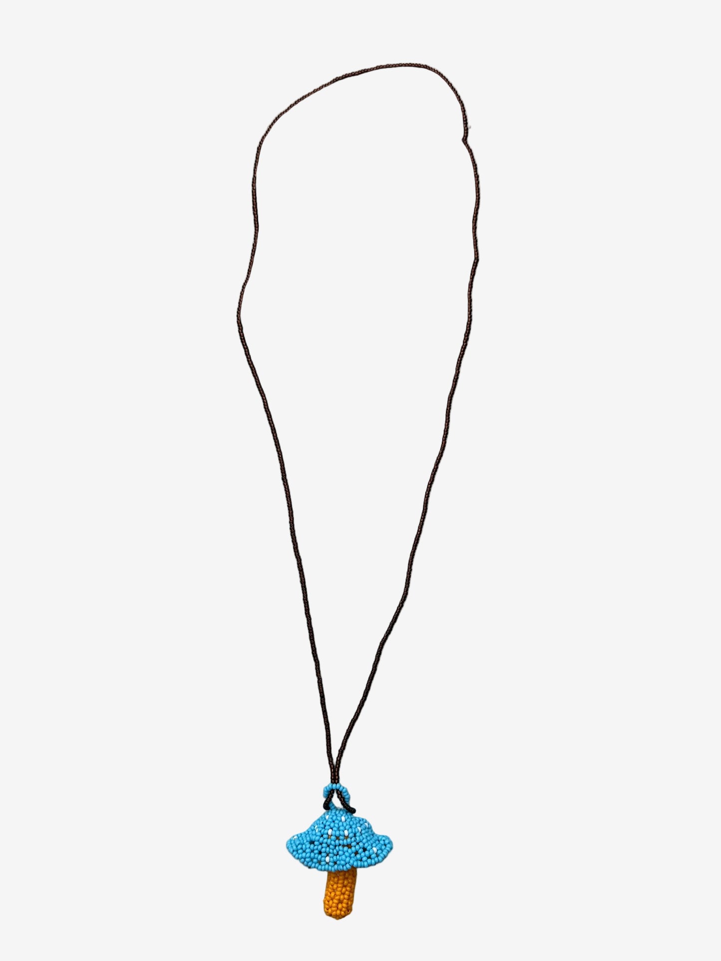 Terracap fungi necklace showing handmade bead detail