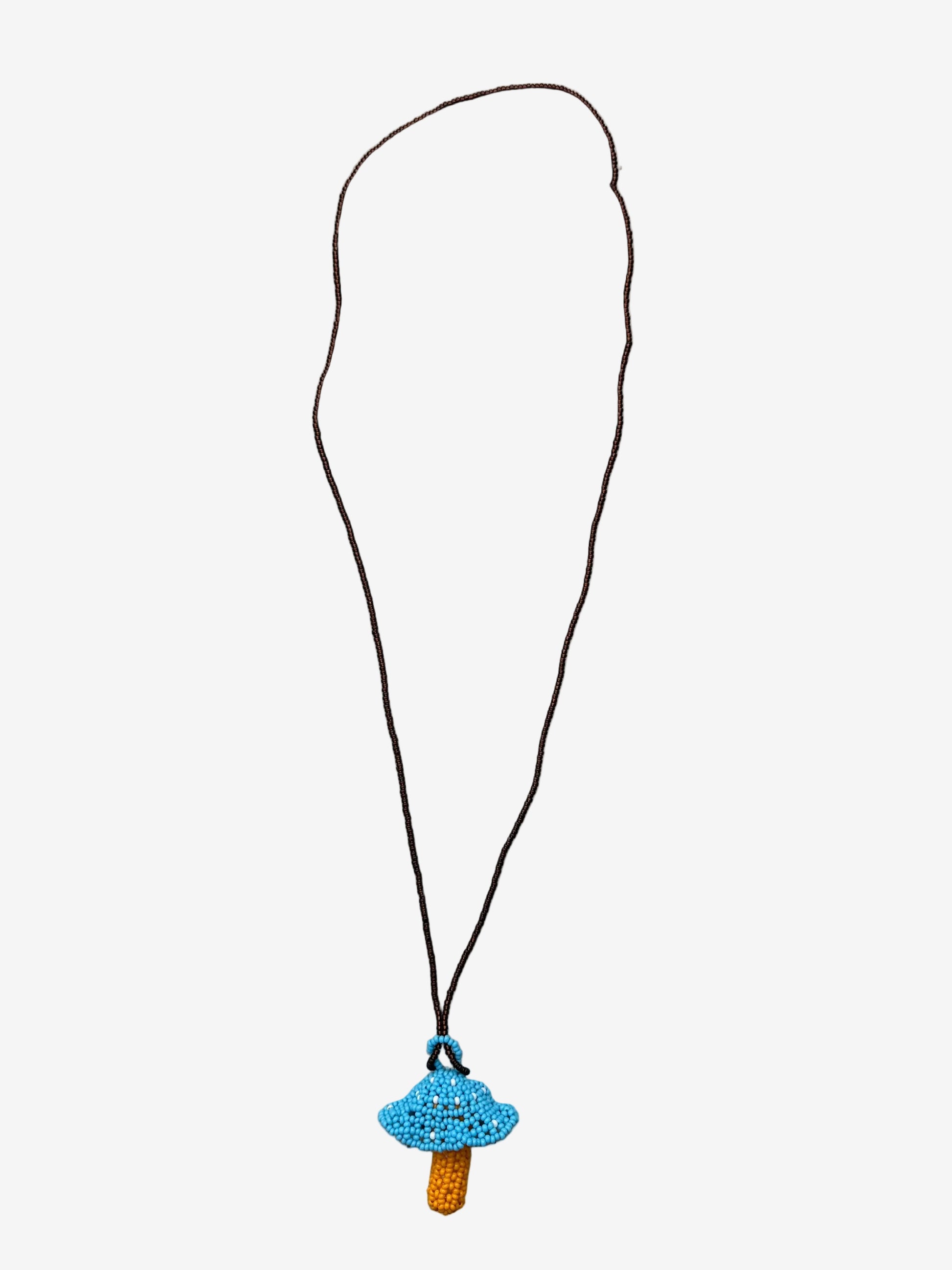 Terracap fungi necklace showing handmade bead detail